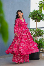 Thumbnail for Sonakshi Women's Pink Heavy Rayon With Heavy Digital Printed Anarkali Gown Set - Distacart