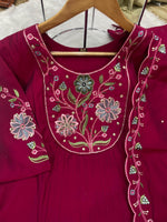 Thumbnail for Sonakshi Women's Pink Viscose Roman Silk With Multi Thread Embroidered With Hand Work Anarkali Gown Set With Dupatta - Distacart