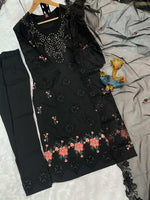 Thumbnail for Sonakshi Women's Black Heavy Viscose Roman Boring Embroidered with Sequins & Heavy Hand work Kurta Set with Dupatta - Distacart