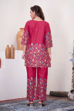 Thumbnail for Sonakshi Women's Pink Cotton Printed Straight Top & Bottom Set - Distacart