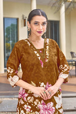 Thumbnail for Sonakshi Women's Mustard Cotton Printed Straight Top & Bottom Set - Distacart