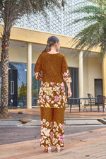 Thumbnail for Sonakshi Women's Mustard Cotton Printed Straight Top & Bottom Set - Distacart