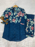 Thumbnail for Sonakshi Women's Teal Cotton Printed Straight Top & Bottom Set - Distacart