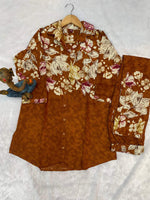 Thumbnail for Sonakshi Women's Mustard Cotton Printed Straight Top & Bottom Set - Distacart