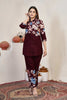 Sonakshi Women's Maroon Cotton Printed Straight Top & Bottom Set - Distacart