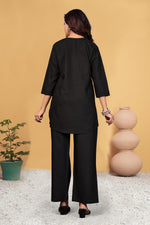 Thumbnail for Sonakshi Women's Black Viscose Rayon Embroidered Straight Top & Bottom Set - Distacart