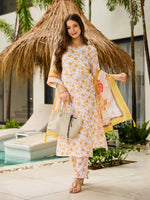 Thumbnail for Sonakshi Women's Yellow Silk Blend Printed Kurta Set with Dupatta - Distacart