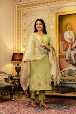 Thumbnail for Sonakshi Women's Pista Viscose Shimmer Embroidered Kurta Set with Dupatta - Distacart