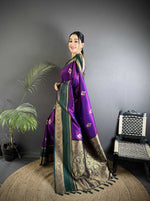 Thumbnail for Sonakshi Women'S Purple Premium Soft Silk Zari Woven Traditional Saree With Blouse - Distacart