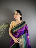 Thumbnail for Sonakshi Women'S Purple Premium Soft Silk Zari Woven Traditional Saree With Blouse - Distacart