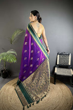 Thumbnail for Sonakshi Women'S Purple Premium Soft Silk Zari Woven Traditional Saree With Blouse - Distacart