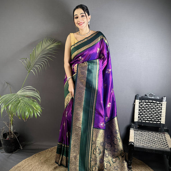 Sonakshi Women'S Purple Premium Soft Silk Zari Woven Traditional Saree With Blouse - Distacart