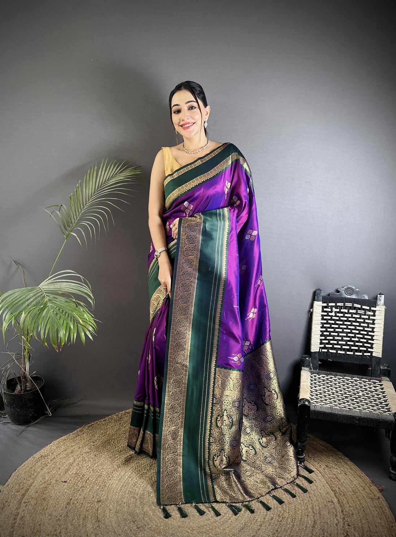 Sonakshi Women'S Purple Premium Soft Silk Zari Woven Traditional Saree With Blouse - Distacart