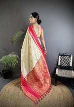 Thumbnail for Sonakshi Women'S Offwhite Premium Soft Silk Zari Woven Traditional Saree With Blouse - Distacart