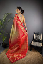 Thumbnail for Sonakshi Women'S Biscuit Ikkat Silk Zari Woven Traditional Saree With Blouse - Distacart
