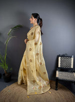 Thumbnail for Sonakshi Women'S Chandan Pure Organza Silk With Attractive Embroidery Work Traditional Saree With Blouse - Distacart