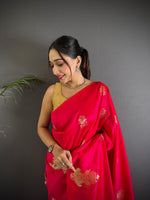 Thumbnail for Sonakshi Women'S Ranipink Pure Lichi Silk With Weaving Zari Traditional Saree With Blouse - Distacart