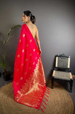 Thumbnail for Sonakshi Women'S Ranipink Pure Lichi Silk With Weaving Zari Traditional Saree With Blouse - Distacart