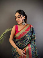 Thumbnail for Sonakshi Women'S Black Banarasi Soft Patola Silk With Meena & Zari Weaving Traditional Saree With Blouse - Distacart