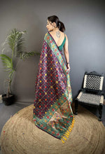 Thumbnail for Sonakshi Women's Wine Banarsi Silk Tassel Weaving Traditional Saree with Blouse - Distacart