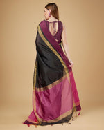 Thumbnail for Sonakshi Women's Black Raw Silk Khadi & Zari Weaving Traditional Saree with Blouse - Distacart