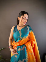 Thumbnail for Sonakshi Women's Yellow Soft Banarasi Silk Zari Weaving Traditional Saree with Blouse - Distacart