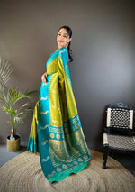 Thumbnail for Sonakshi Women's Parrot Soft Banarasi Silk Zari Weaving Traditional Saree with Blouse - Distacart