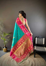 Thumbnail for Sonakshi Women's Teal Soft Banarasi Silk Zari Weaving Traditional Saree with Blouse - Distacart