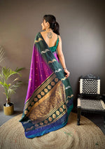 Thumbnail for Sonakshi Women's Purple Soft Banarasi Silk Zari Weaving Traditional Saree with Blouse - Distacart