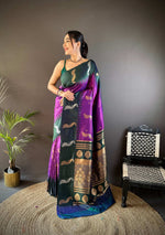 Thumbnail for Sonakshi Women's Purple Soft Banarasi Silk Zari Weaving Traditional Saree with Blouse - Distacart