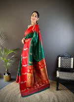 Thumbnail for Sonakshi Women's Green Soft Banarasi Silk Zari Weaving Traditional Saree with Blouse - Distacart