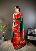 Thumbnail for Sonakshi Women's Green Soft Banarasi Silk Zari Weaving Traditional Saree with Blouse - Distacart