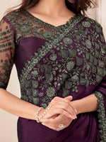 Thumbnail for NOZ2TOZ Women's Pure Chiffon Magenta Embellished Designer Saree With Blouse Piece - Distacart