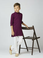 Thumbnail for Joban Fashion Kids Island Full Sleeves Cotton Kurta, Pyjama Set with Sequin work - Wine - Distacart