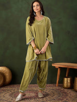 Thumbnail for Sangria Mirror Detail Pakistani Kurta & Salwar Set