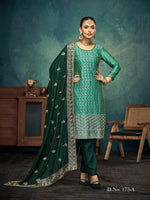Thumbnail for Anaita Light Green Premium Embroidered with servos waki diamond Vichitra Silk Stitched Salwar Suit - Distacart
