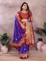 Thumbnail for Aastha Fashion Violet Silk Sarees Weaving Saree - Distacart