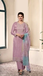 Thumbnail for Anaita Lavender Embroidered Silk Stitched Salwar suit - Distacart