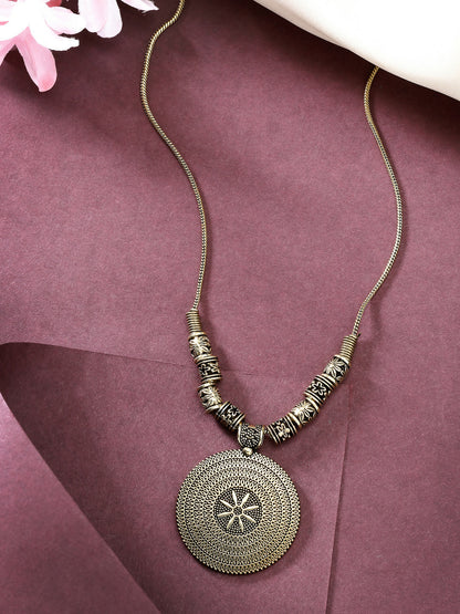 NVR Women's Gold-Plated Circular Shape Pendant with Chain - Distacart