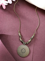 Thumbnail for NVR Women's Gold-Plated Circular Shape Pendant with Chain - Distacart