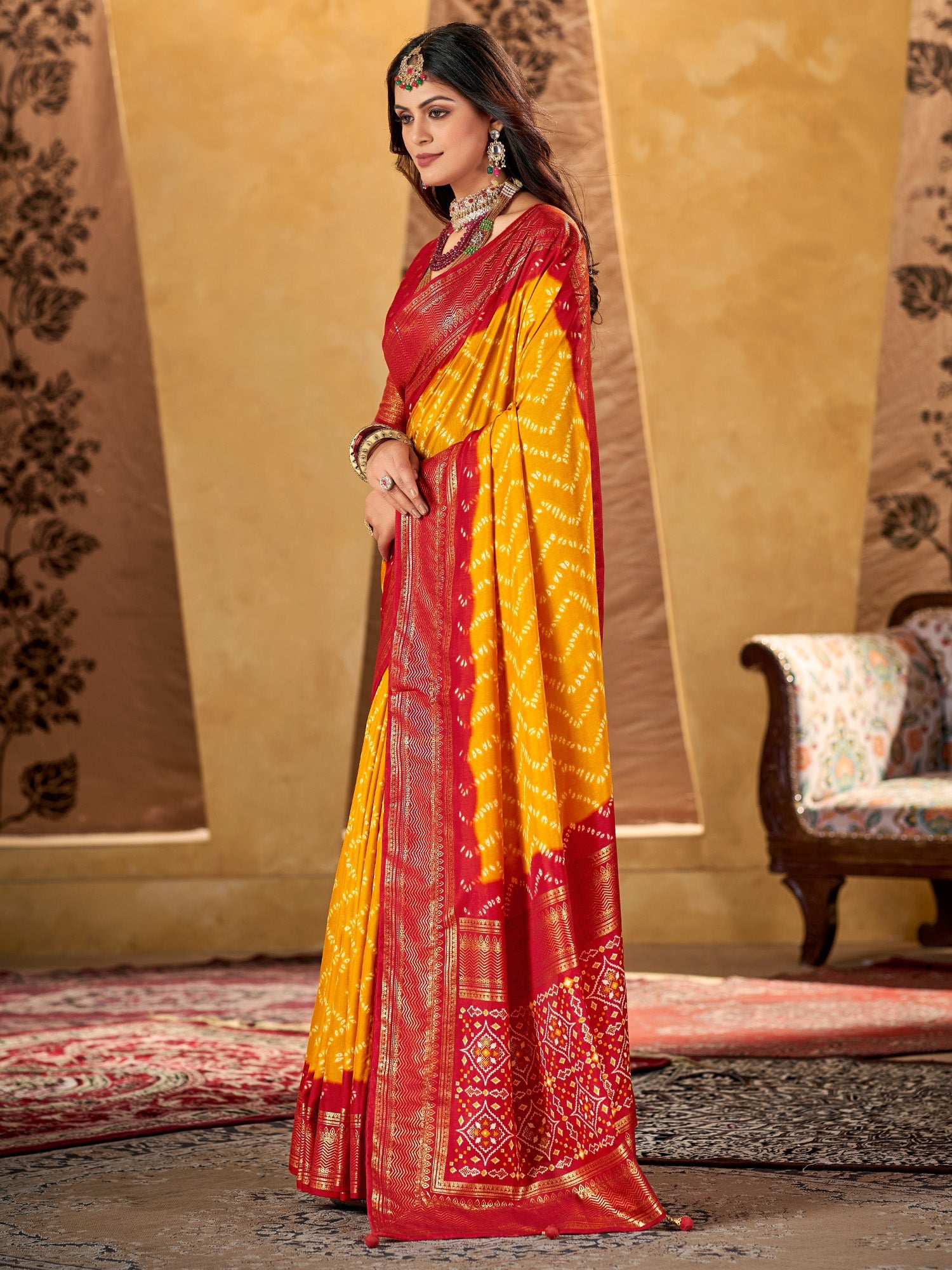 NOZ2TOZ Women's Tussar Silk Yellow Printed Designer Saree With Blouse Piece - Distacart