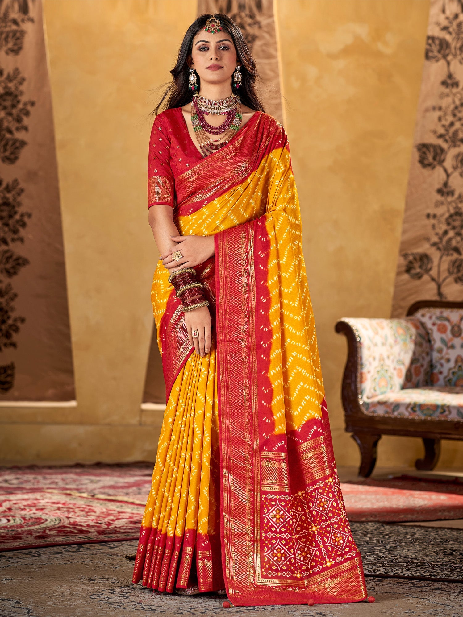 NOZ2TOZ Women's Tussar Silk Yellow Printed Designer Saree With Blouse Piece - Distacart