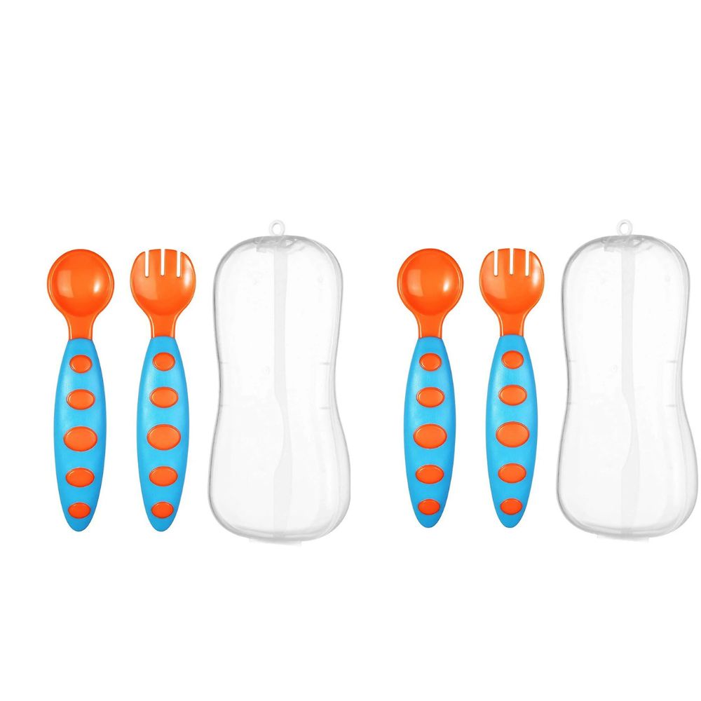 Safe-O-Kid Bpa Free Extra Safe Silicone Feeding/Training Spoon With Box For Baby- Blue & Orange - Distacart