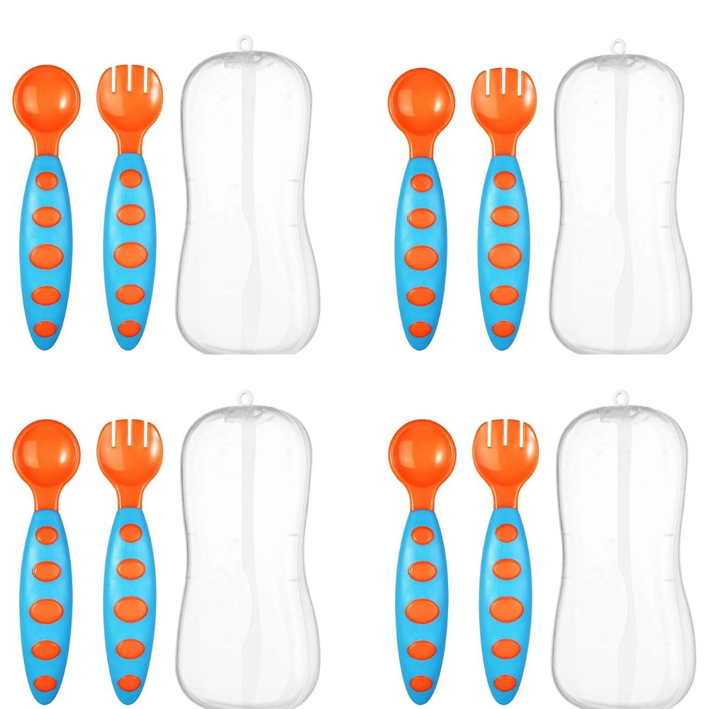 Safe-O-Kid Bpa Free Extra Safe Silicone Feeding/Training Spoon With Box For Baby- Blue & Orange - Distacart