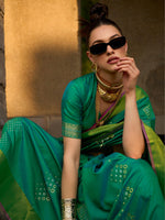 Thumbnail for NOZ2TOZ Women's Silk Blend Teal green Woven Design Designer Saree With Blouse Piece - Distacart