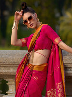 Thumbnail for NOZ2TOZ Women's Silk Blend Pink Woven Design Designer Saree With Blouse Piece - Distacart