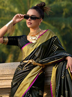 Thumbnail for NOZ2TOZ Women's Silk Blend Black Woven Design Designer Saree With Blouse Piece - Distacart