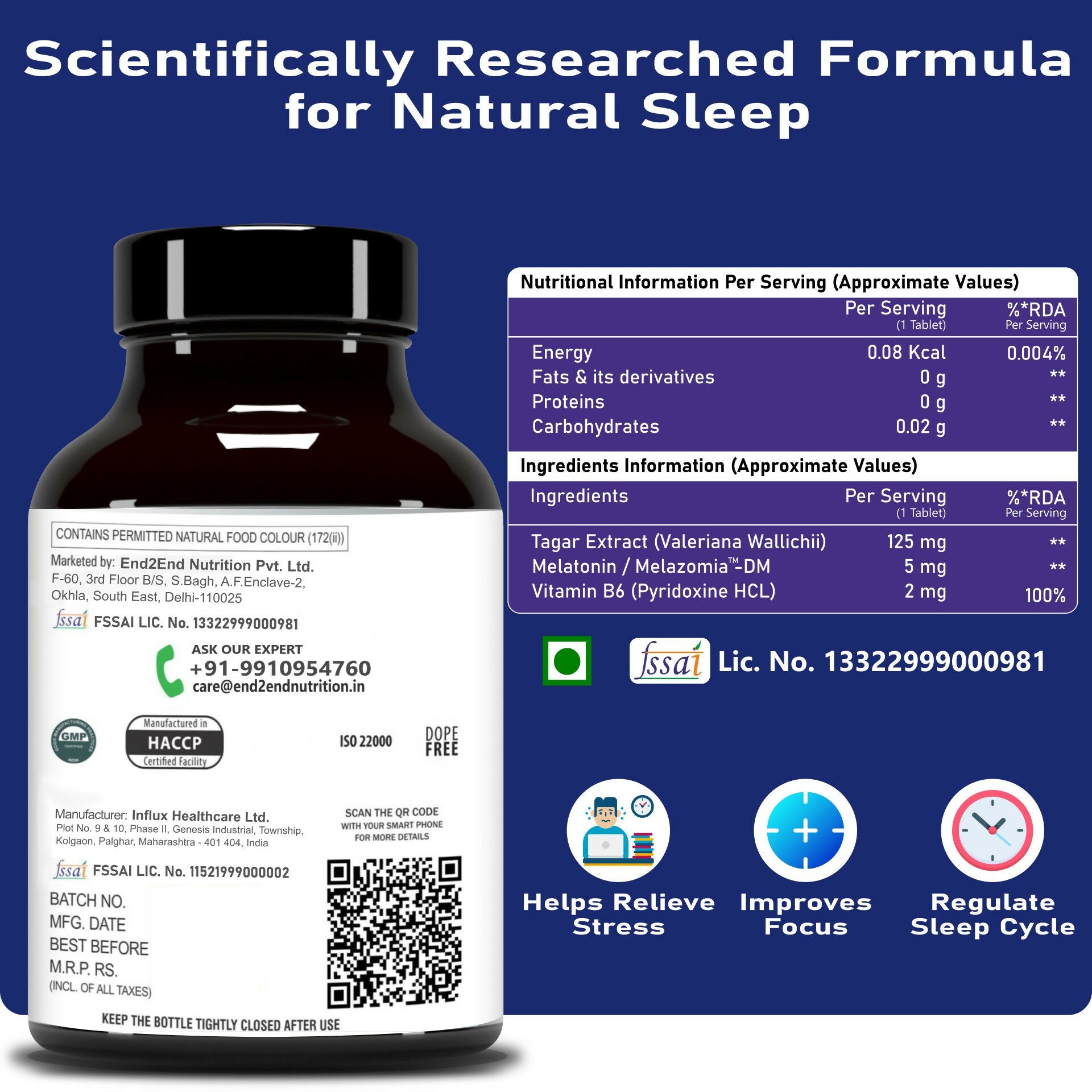 End2End Nutrition Melatonin Sleepzzz Tablets - Distacart