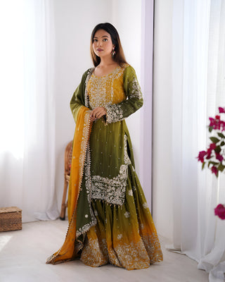 Lehenga Mart Designer Wedding Wear Palazzo Suit For Women - Mehndi - Distacart