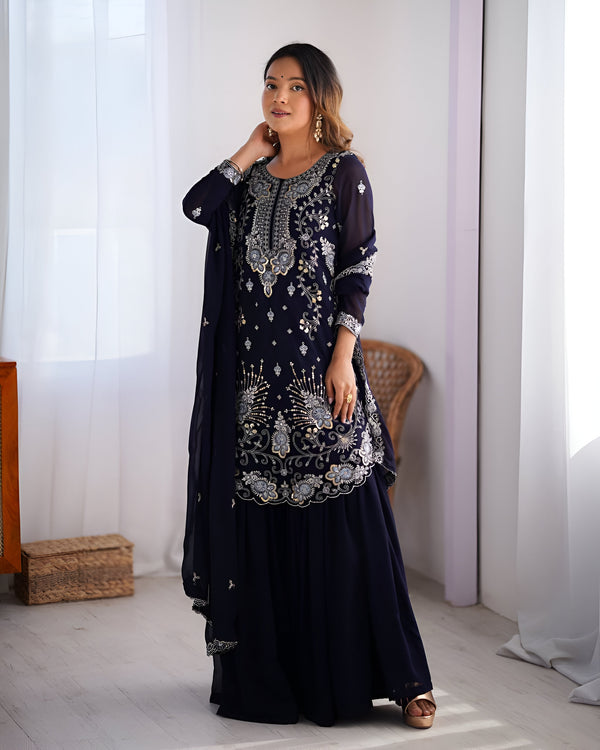 Lehenga Mart Designer Wedding Wear Sharara Suit For Women - Blue - Distacart